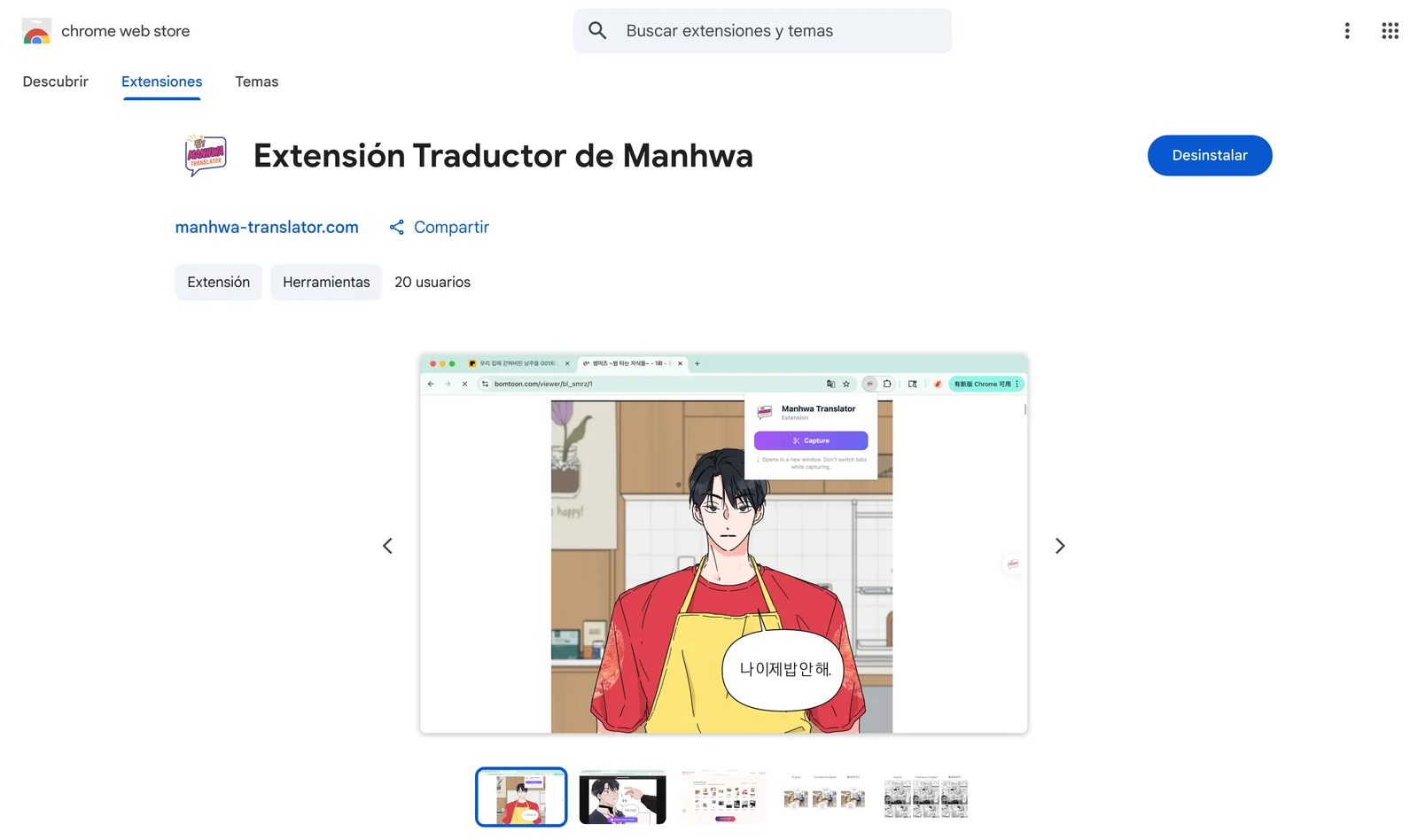 Instalar extensión Manhwa Translator