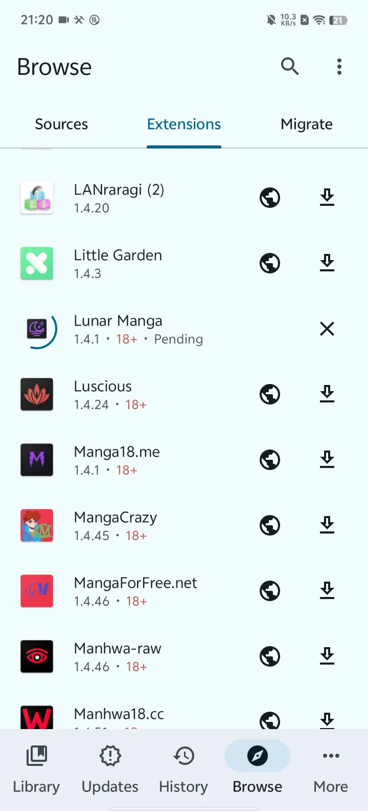 Mihon install extensions